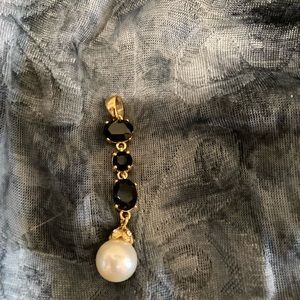 2 FOR $12     Pendant in gold tone with black stones and a pearl